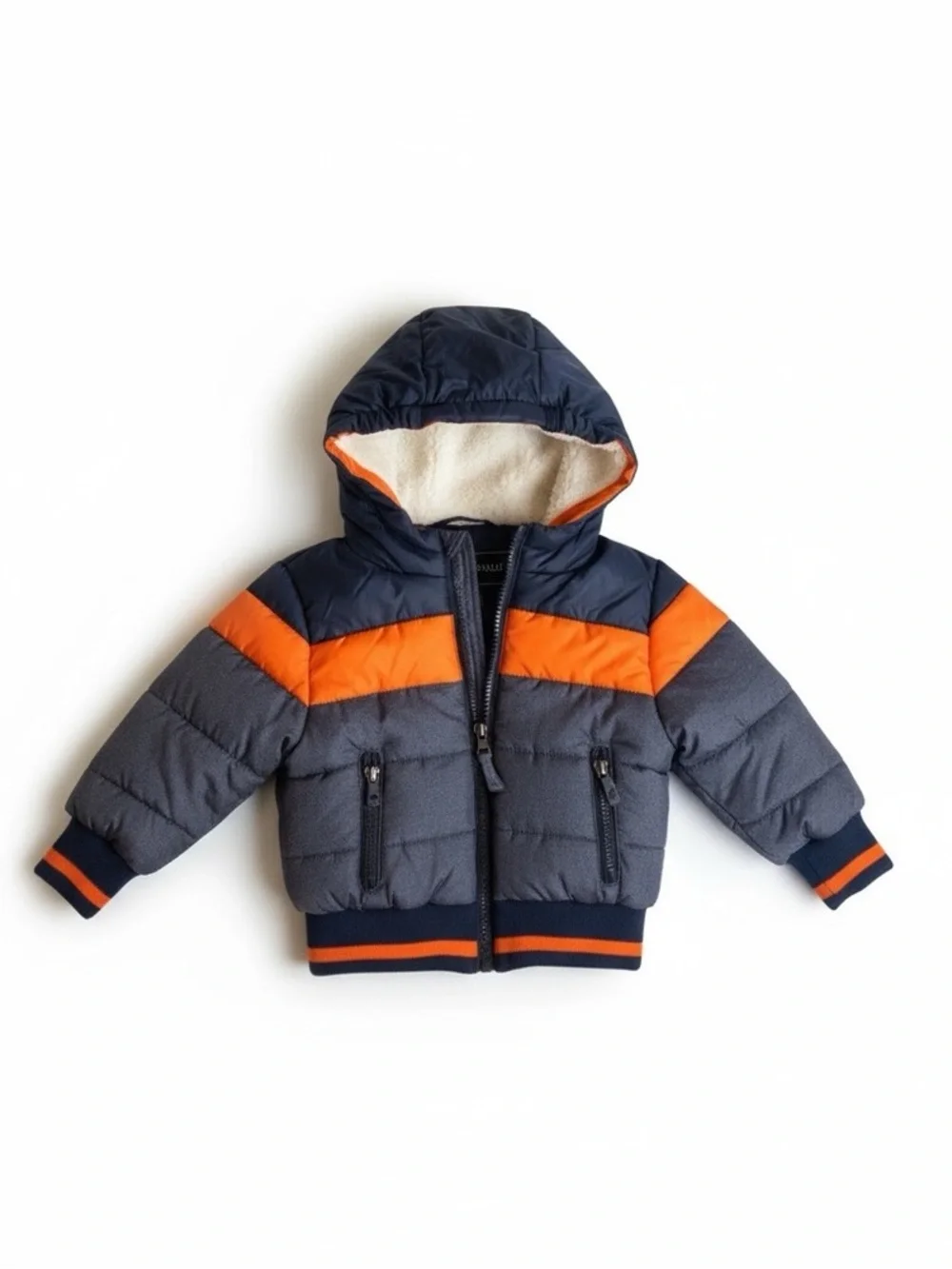 new Rothschild 𖠌 Striped Puffer Hoodie Jacket Parka 𖠌 Faux Sherpa 𖠌 Chambray - Picture 3 of 16